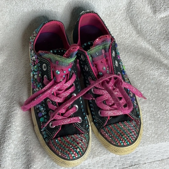 Converse Kids Sneakers with Pink and Black Glitter - Picture 7 of 7